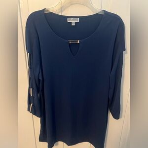 Ladies navy blue dressy/ casual blouse size L